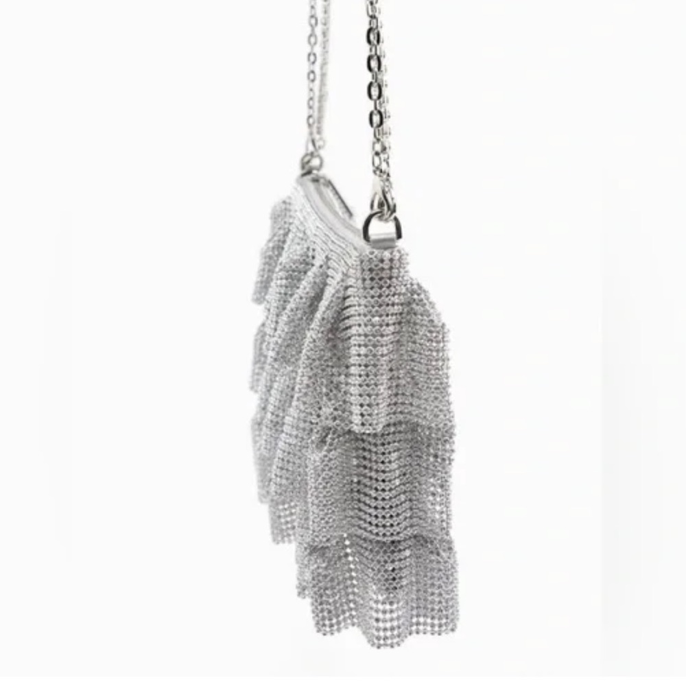Zara Ruffled Mesh Crossbody Bag - Picture 4 of 7